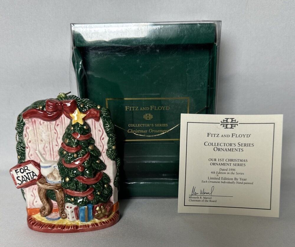 FITZ AND FLOYD OUR FIRST CHRISTMAS ORNAMENT COLLECTORS ITEM NIB